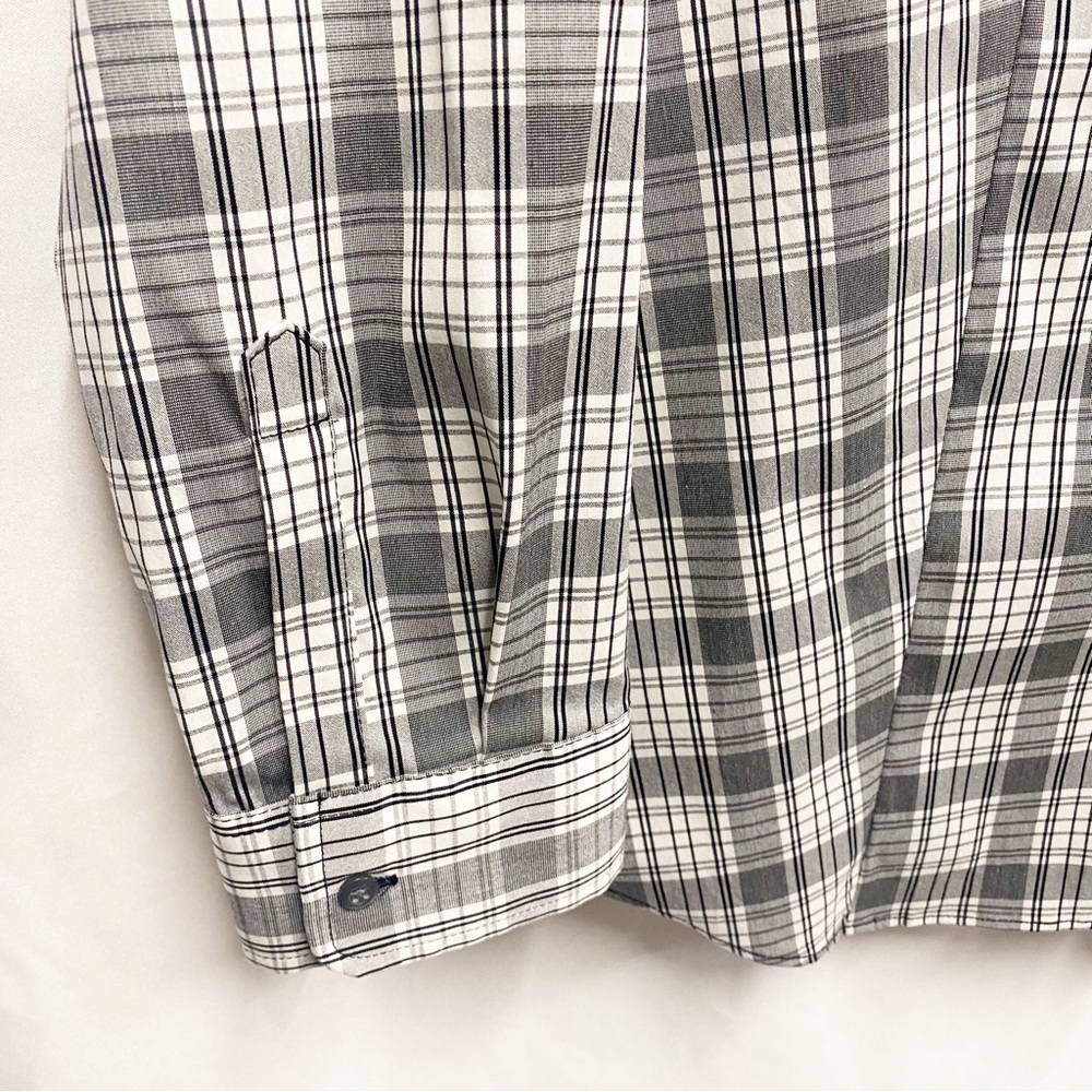 Charter Club Pearl Collar Gray & White Plaid Button Down Shirt - Picture 5 of 10